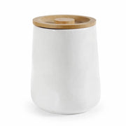 BARATTOLO IN CERAMICA BIANCO CON TAPPO IN LEGNO SENZA SCRITTE 12X16 CM