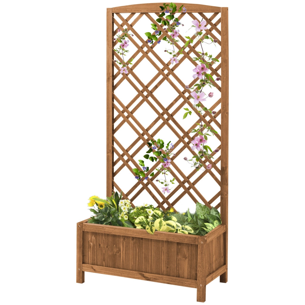 Fioriera con griglia per piante rampicanti in legno ¨C zephmum ¨C 60x30x122,5 cm colore naturale