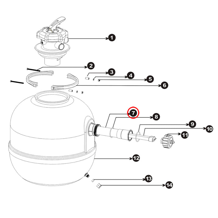 Pezzo di ricambio: tubo di quarzo per filtri a sabbia per stagni CSF-500