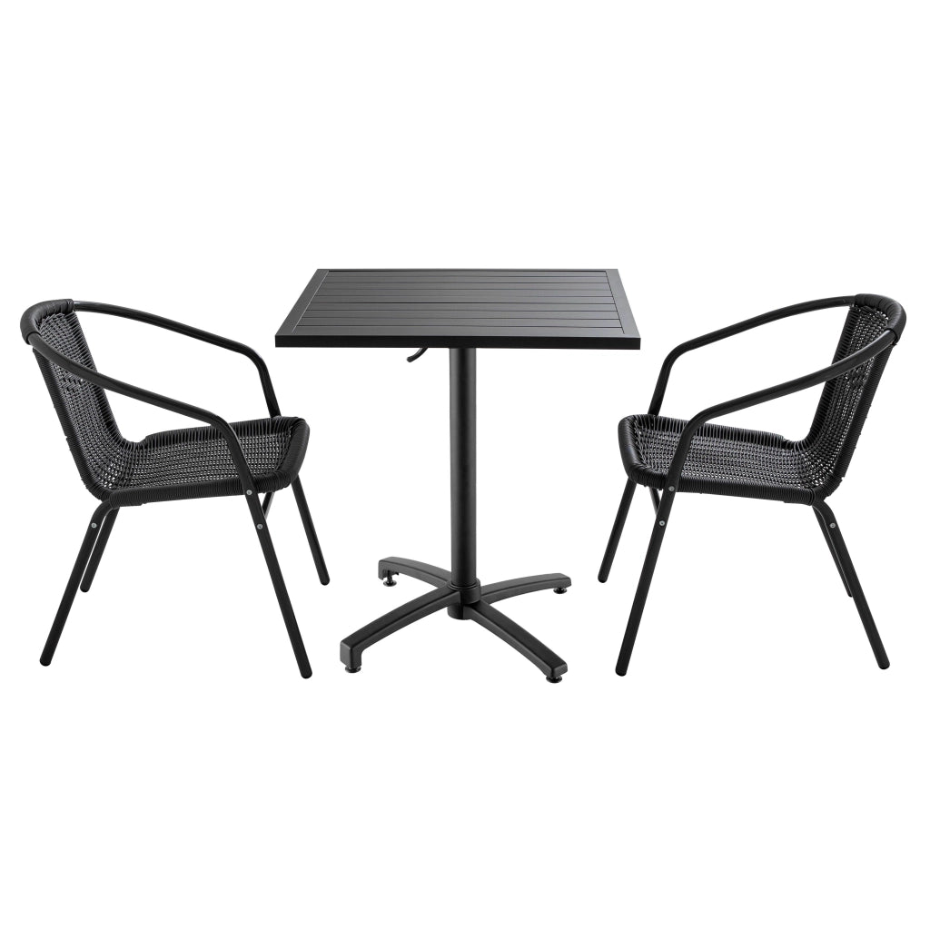 Oviala - Salottino da giardino bistrot 2 posti in alluminio grigio