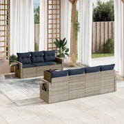 Set Divani da Giardino 8 pz con Cuscini Grigio in Polyrattan 3219930