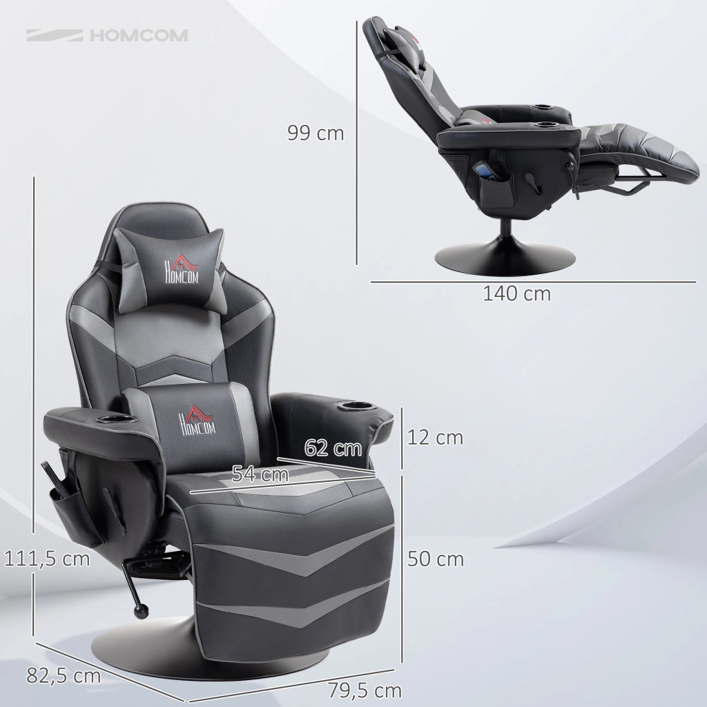 Poltrona Gaming Massaggiante Reclinabile ¨C Xylo ¨C Similpelle Grigio con Poggiapiedi