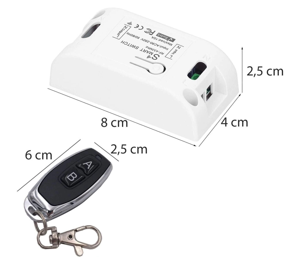 Interruttore Remoto Senza Fili Wireless Smart Switch 2 Telecomandi 433MHZ DW1126