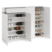 Mobile Portascarpe Speranza, Scarpiera 10 Ripiani Made in Italy, 160x34x115h cm Bianco Lucido