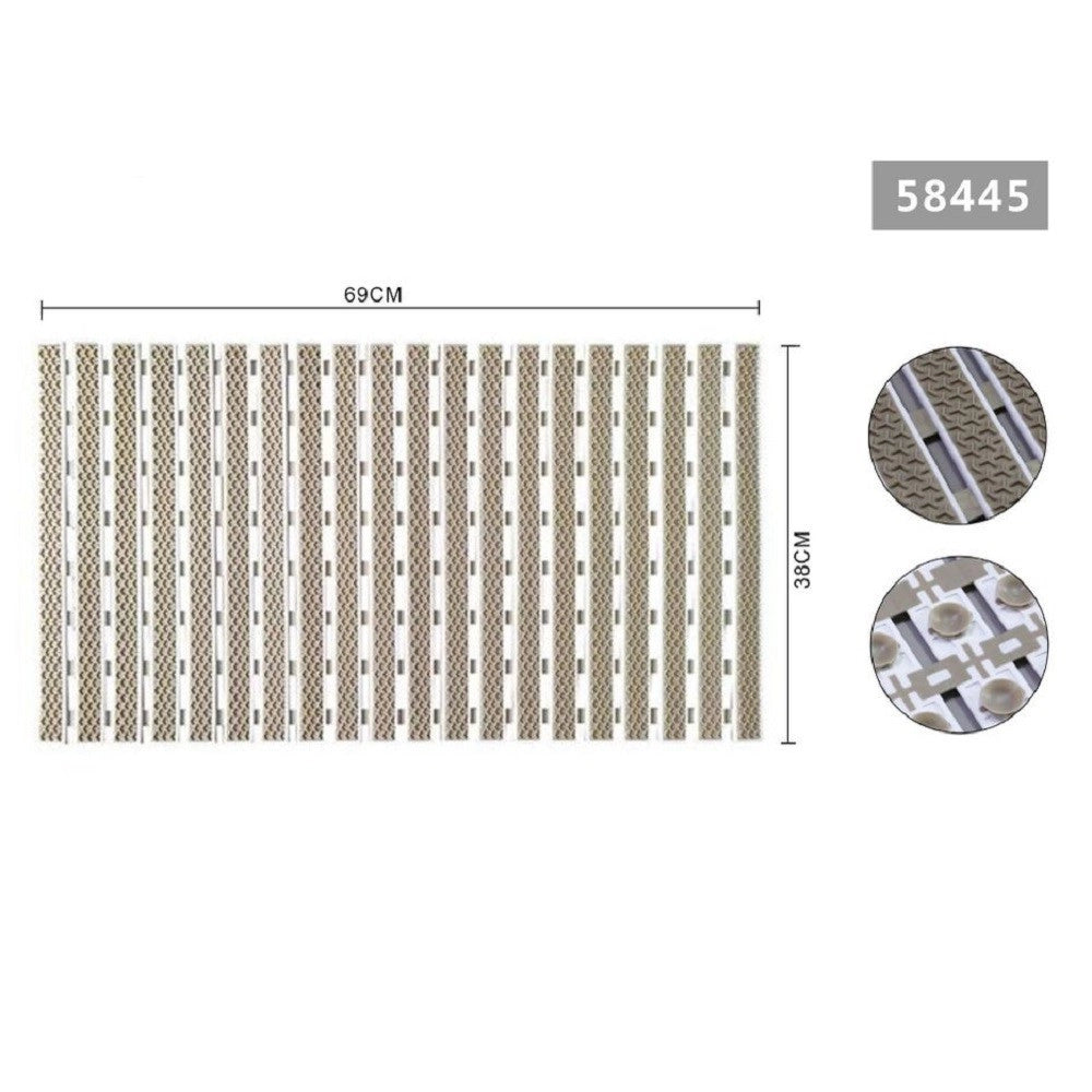 Trade Shop - Tappeto Doccia Antiscivolo 69x38cm Tappetino Vasca Bagno Rettangolare Beige 58445 -