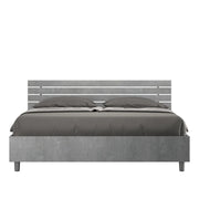 Letto Matrimoniale 160x200 cm con Rete e Contenitore Testata Doghe Dritta Ankel Grigio