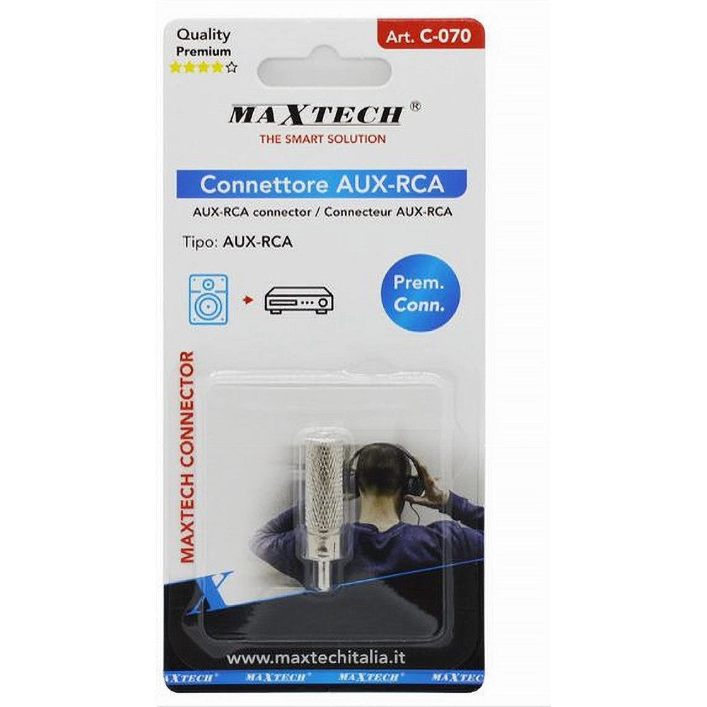 Trade Shop - Connettore Adattatore Audio Stereo Presa Aux Da 3,5 Mm Femmina A Spina Rca C-070 -
