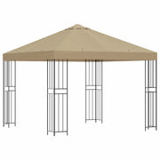 Gazebo | Pergolato 3 x 3 m Beige Poliestere e Acciaio 190 gsm