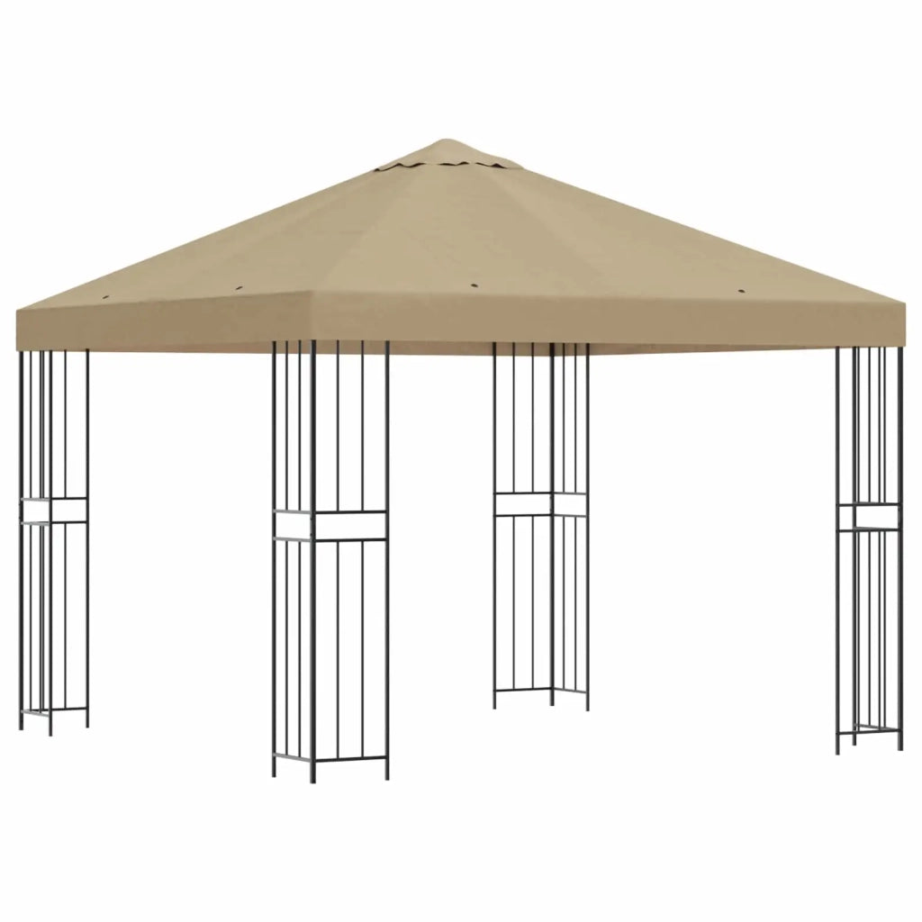 Gazebo | Pergolato 3 x 3 m Beige Poliestere e Acciaio 190 gsm