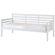 Divano letto in legno di gomma bianca, misura singola 90 x 200 cm con rete a doghe in stile moderno