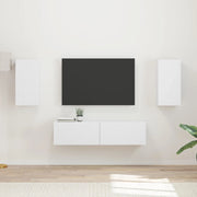 Set mobile TV 4 pz-Credenza per TV Bianco Legno multistrato 137370