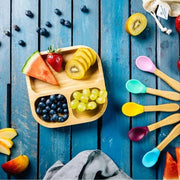 Set di tavoliere in bambù con leva e ciotola per snack - certificato FSC - tavoliere in bambù blu