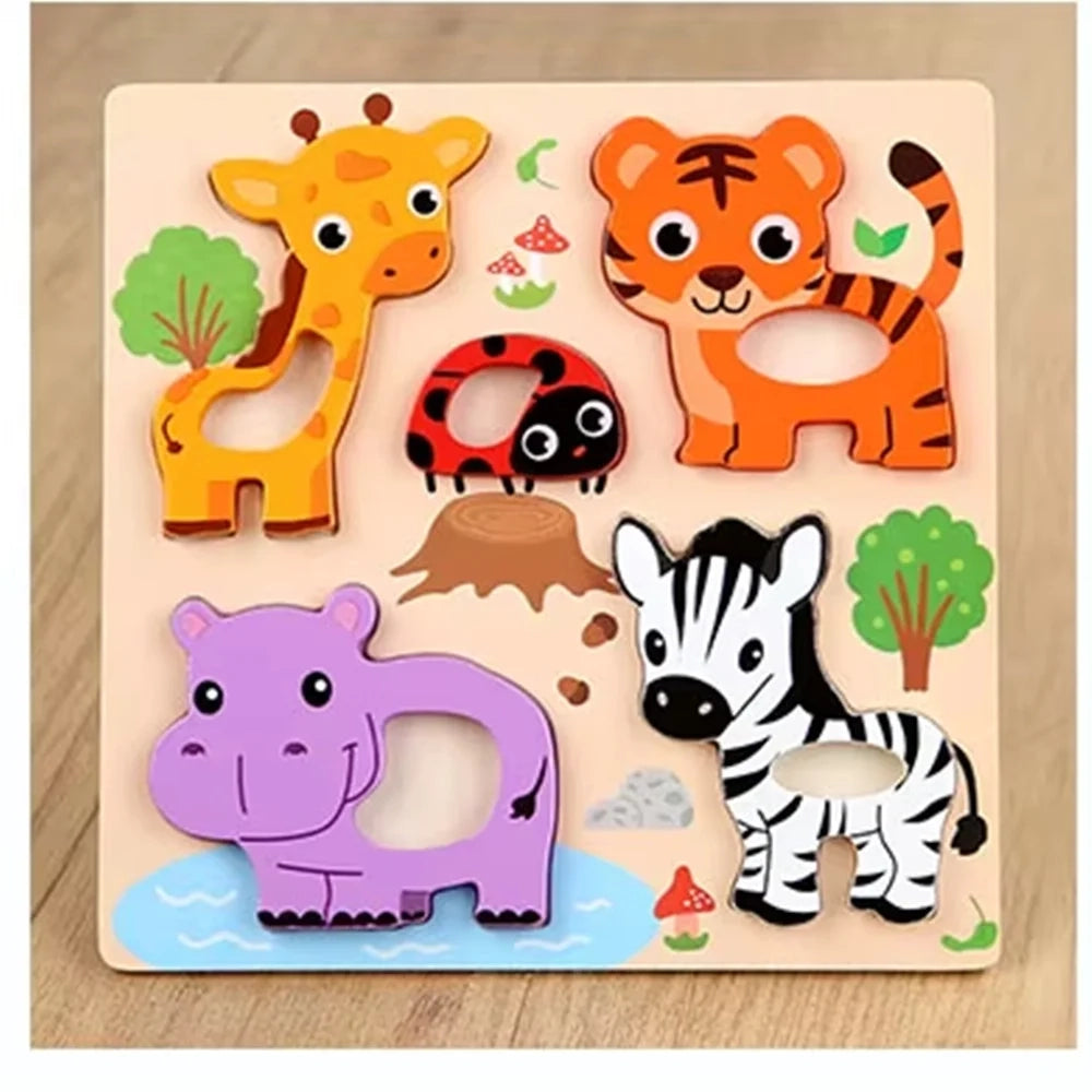 Trade Shop - Puzzle A Incastro Tema Animali Gioco In Legno Per Bambini Educativo 6 Modelli 32345 -