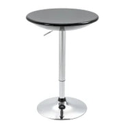 Tavolo Rotondo da Bar con Piano Girevole, Altezza Regolabile con Leva a Gas e Base in Acciaio, Φ61x76-97cm, Nero