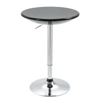 Tavolo Rotondo da Bar con Piano Girevole, Altezza Regolabile con Leva a Gas e Base in Acciaio, Φ61x76-97cm, Nero