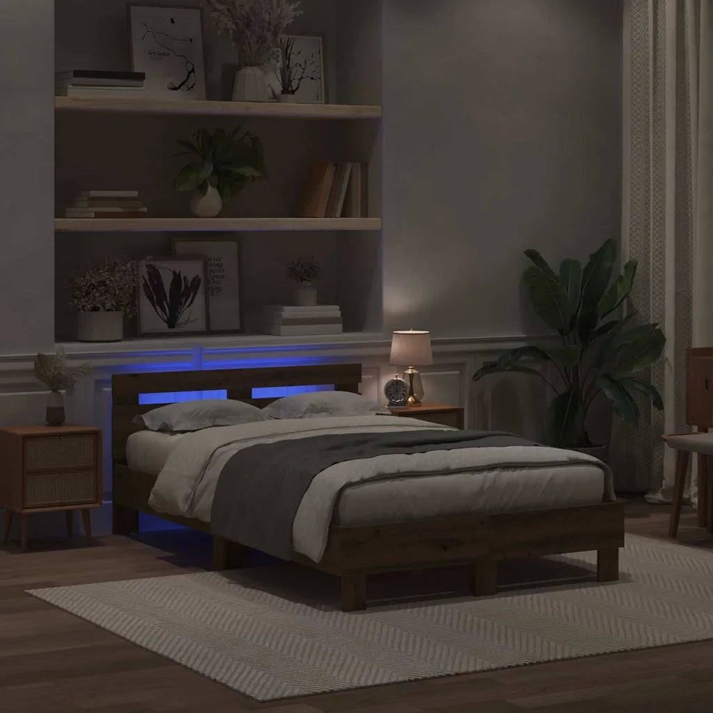 Struttura del letto con led Rovere artigianale 120 x 190 cm 3333958