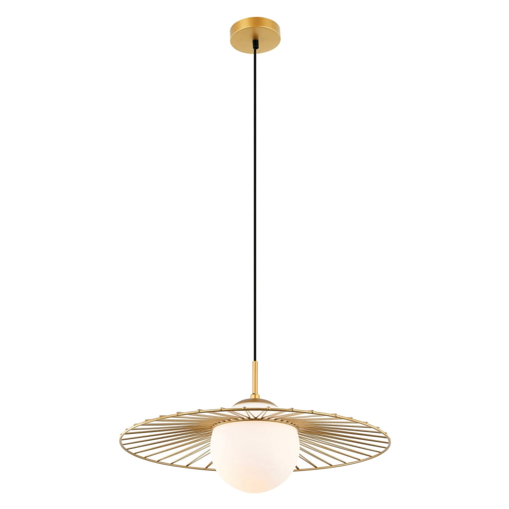 Lampada a sospensione Italux Sally oro vetro bianco Ø45