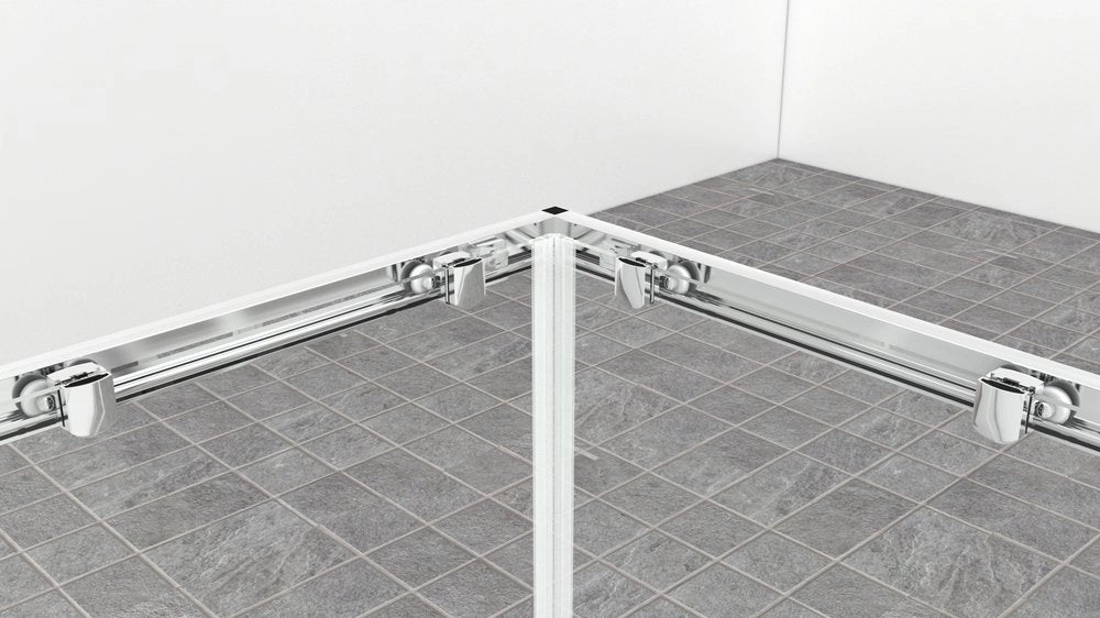 Box doccia angolare 80x80 cm con ante scorrevoli in cristallo temperato 6mm H 195 cm AMBRA Cromato