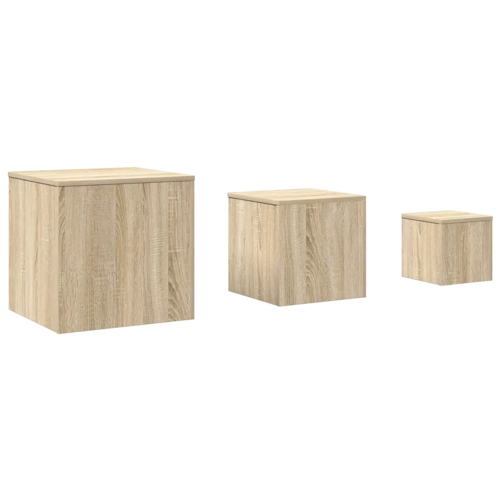 Tavolini 3 pz | Tavolo laterale Rovere Sonoma in Truciolato