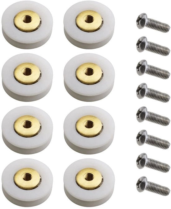 Douche Deur Rolli 8 Pezzi - 19mm Rolli - Viti M4 - Acciaio Inossidabile - Cabina Doccia - Cabina Vapore - Resistente Al Colpo - Ruote Douche Deur