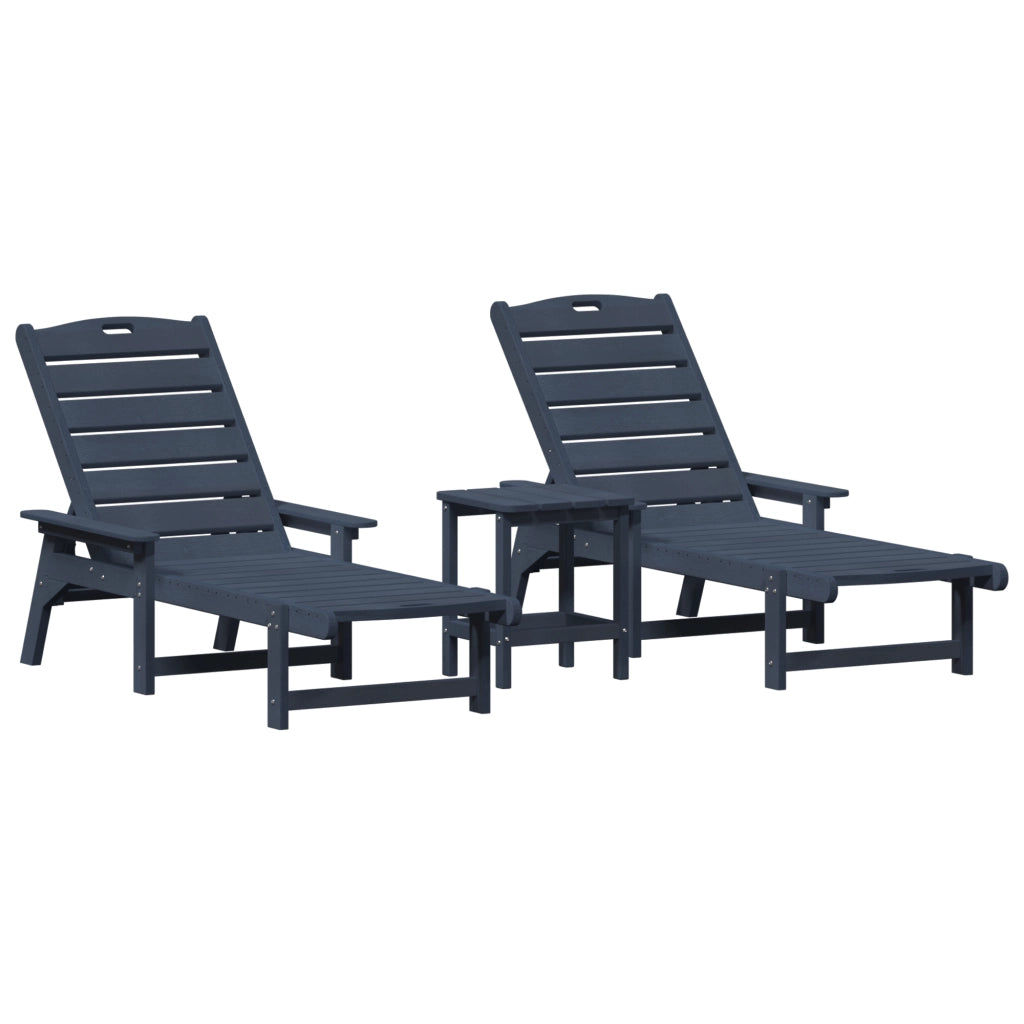 Set da Giardino  3 Pezzi Blu Navy HDPE