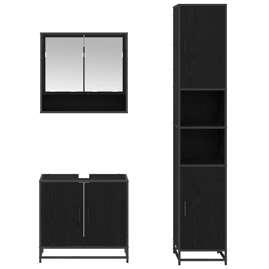 Set di mobili per il bagno con porta 3 pcs Rovere artigianale 3402540