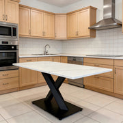 Tavolo da pranzo rettangolare per 6 in MDF e metallo bianco e nero per cucina soggiorno 160 × 80 × 75 cm