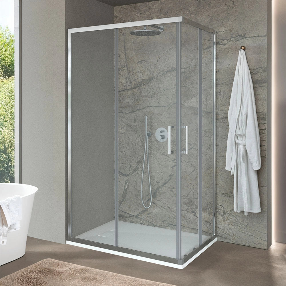 Box doccia 100x120 doppio scorrevole h 200 vetro trasparente Ted