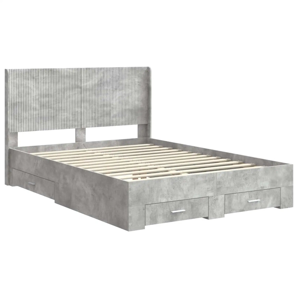 Struttura del letto con stoccaggio e testata Grigio Cemento 3414120