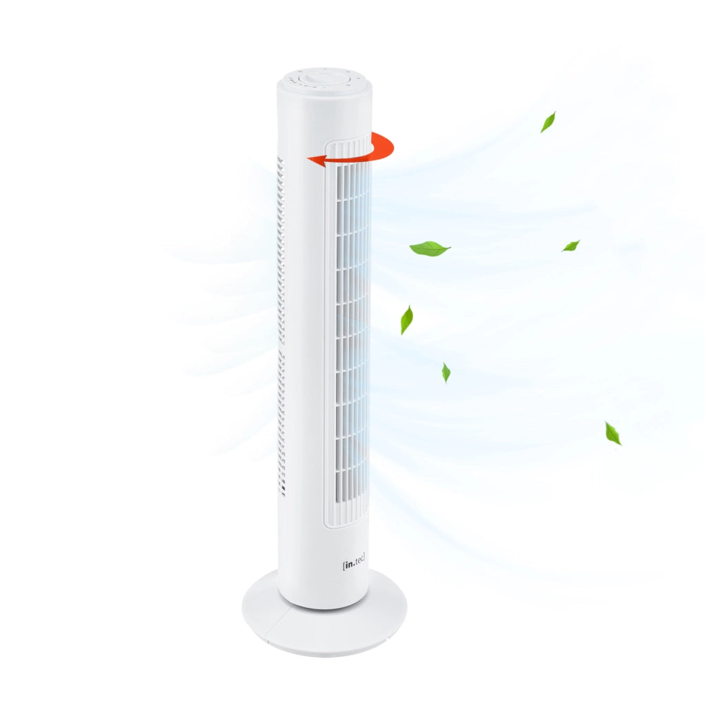 Ventilatore a Torre 73 cm Silenzioso con 3 Velocitá e Modalitá Oscillante Motore da 50W - Bianco