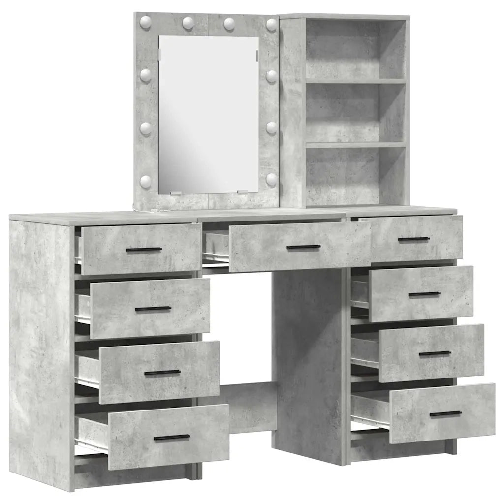 Tavolo da Trucco con cassetto 3 pcs Grigio Legno multistrato 3334221