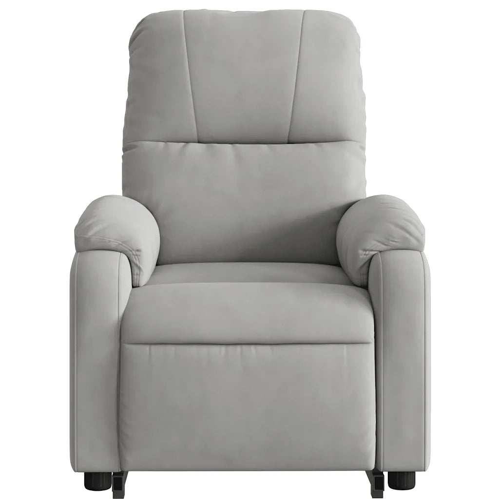 Poltrona | Sedia Relax a Rialzo Massaggi Reclinante Grigio Chiaro Microfibra