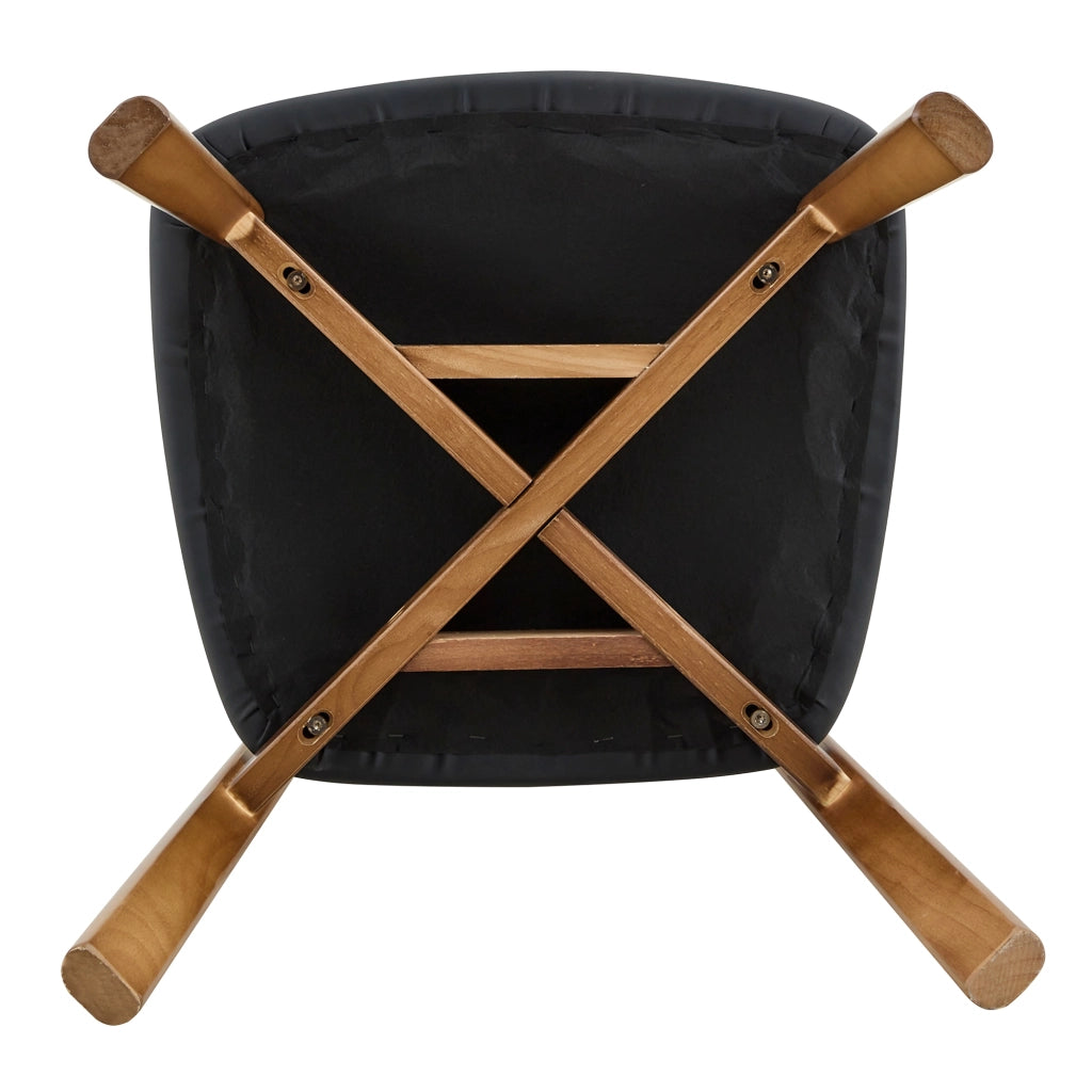 Set di 2 sedie da pranzo con schienale ergonomico e seduta imbottita in legno di caucciù nero