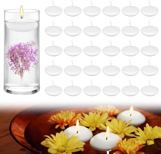 40 candele galleggianti, bianche, 3,8 cm, candele galleggianti, 1 ora, candele galleggianti, bianche, fumogenere, candele galleggianti neutre, ideali per spa, cena (bianche)