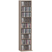 Libreria per CD e DVD ¨C zephmum ¨C 9 compartimenti, 6 ripiani regolabili, 33x24x140 cm, legno naturale