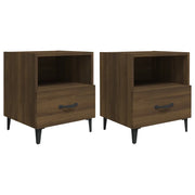 Set di 2 Comodini | Armadio da Notte | Mobiletto da notte Rovere Marrone in Legno Multistrato