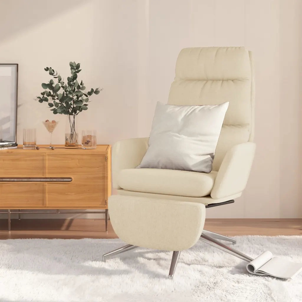 Poltrona Relax con Poggiapiedi Crema in Tessuto cod mxl 24535