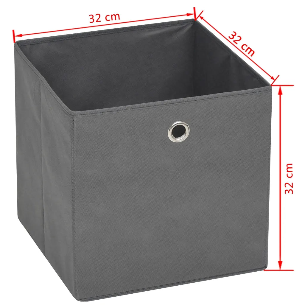 Contenitori 4 pz in Tessuto non Tessuto 32x32x32 cm Grigio 245747