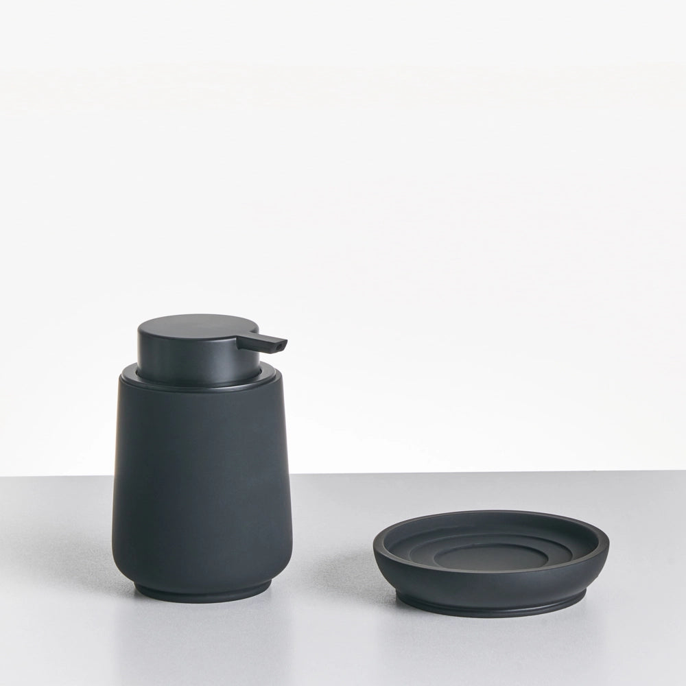 Set di 4 accessori in poliresina nera per il bagno stile elegante semplice