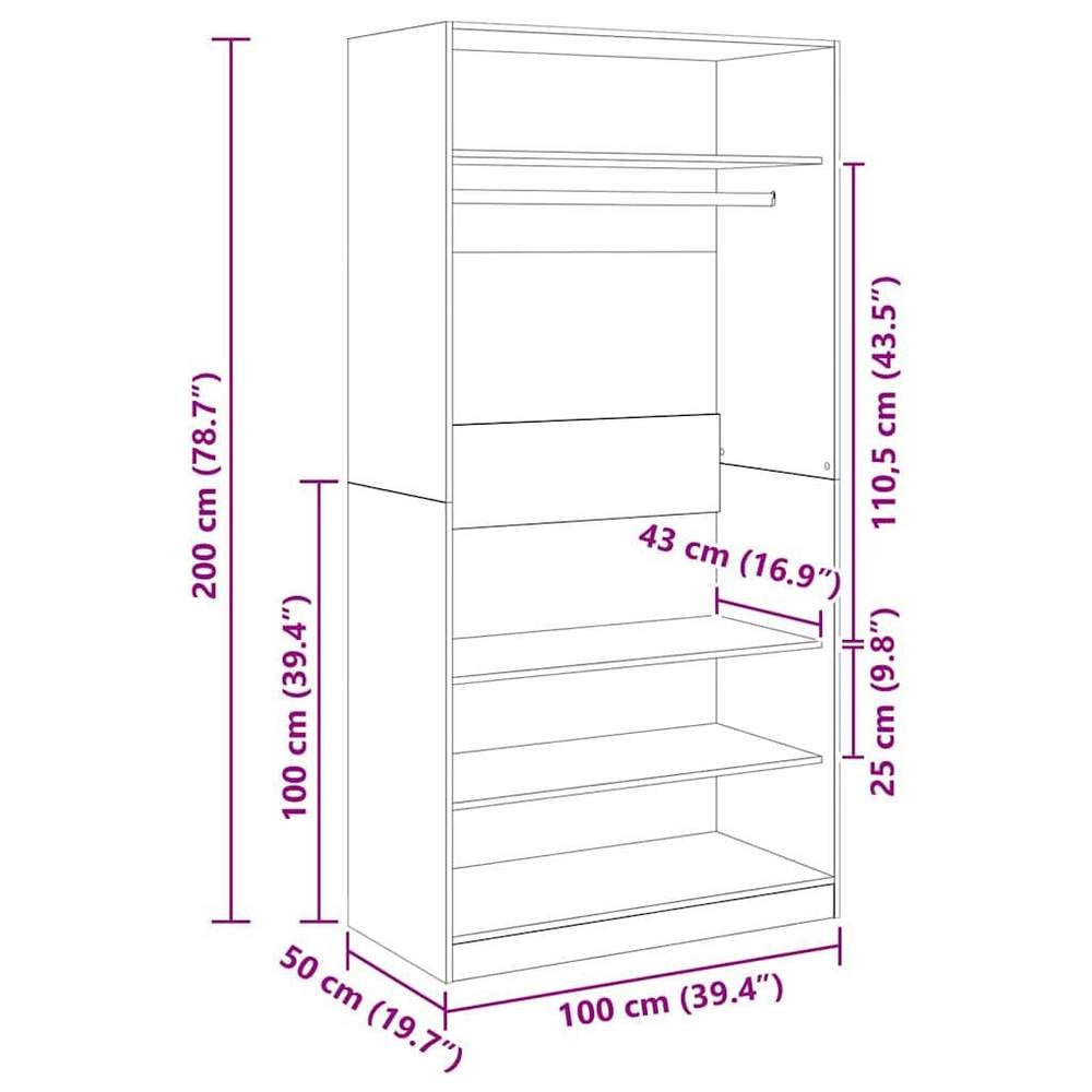 Wardrobe Grey Sonoma 100x50x200 Cm Wood-based Material