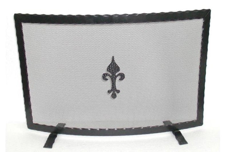 SCHERMI PARASCINTILLE IN FERRO BATTUTO CURVO CM. 80X18X51 CAMINO CAMINETTO