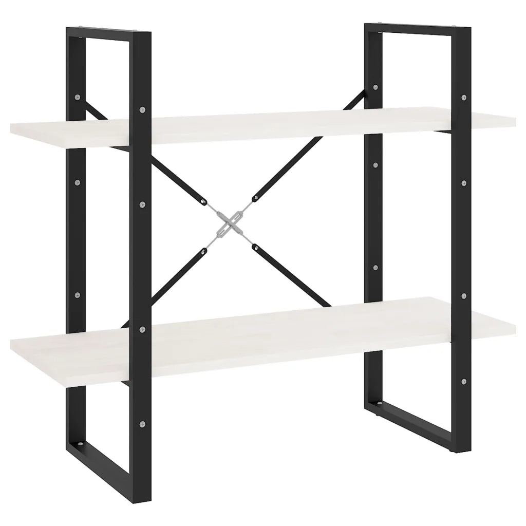 Libreria a 2 Ripiani-Scaffale per Libri-Mobile di Stoccaggio Bianca 80x30x70 cm in Massello di Pino