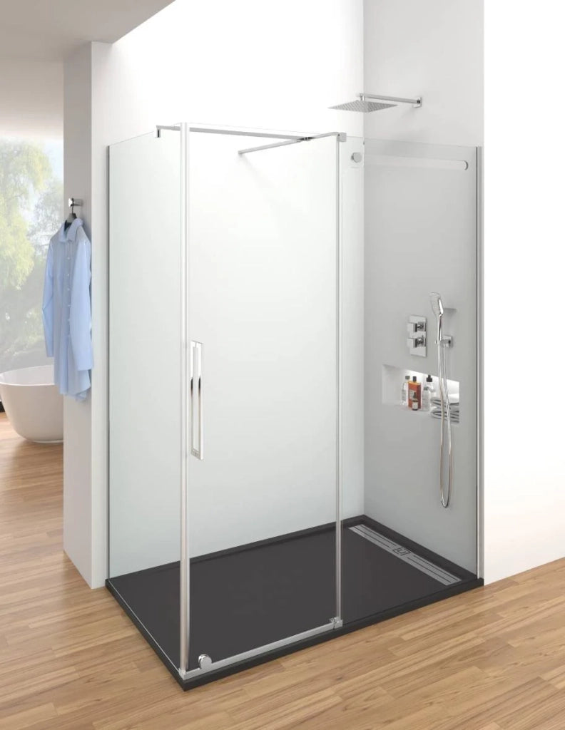 Box doccia in acciaio ELLEGNACE (VETRUM) 1+1 con lato fisso laterale 155x75 cm
