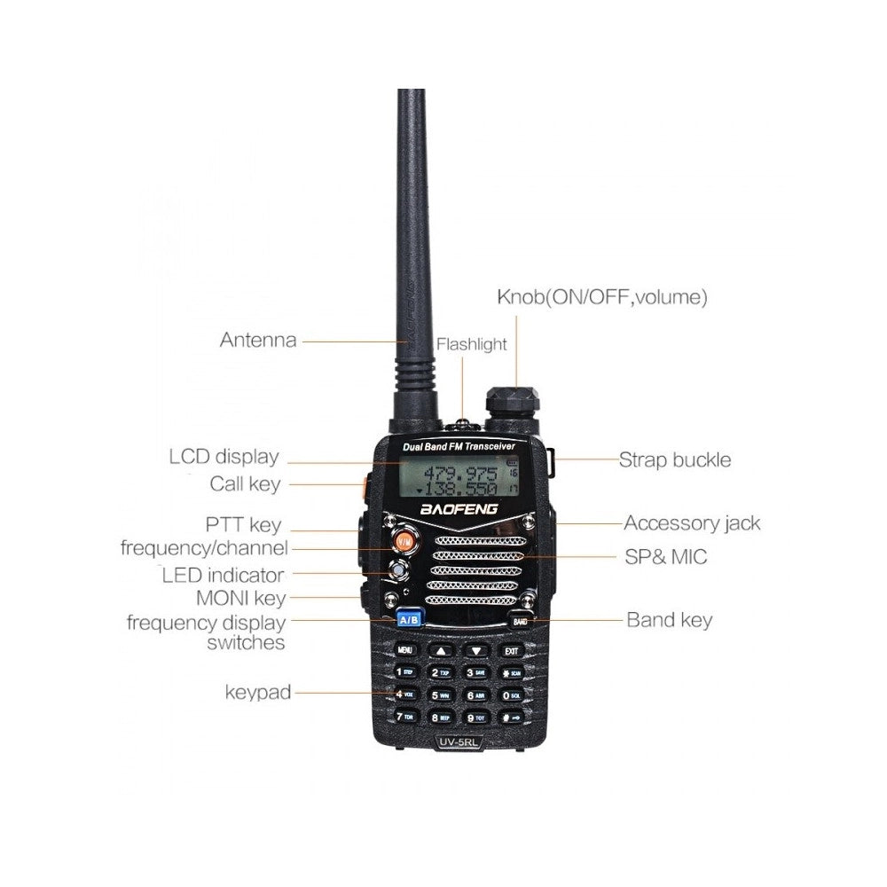 Trade Shop - Walkie Talkie Uv5rl Radio Torcia Ricetrasmittente Multi Canale Autoparlante Mic -