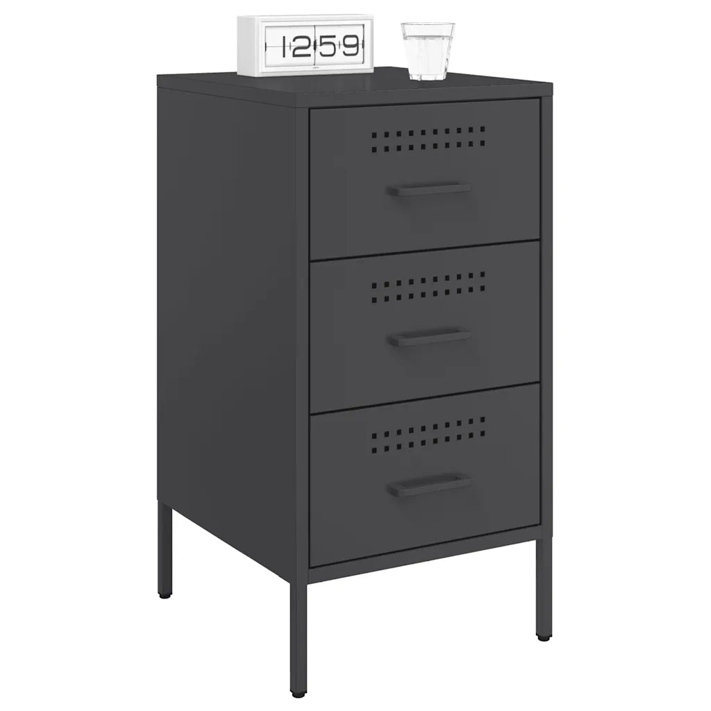 Comodino Nero 36x39x68 cm in Acciaio 843078