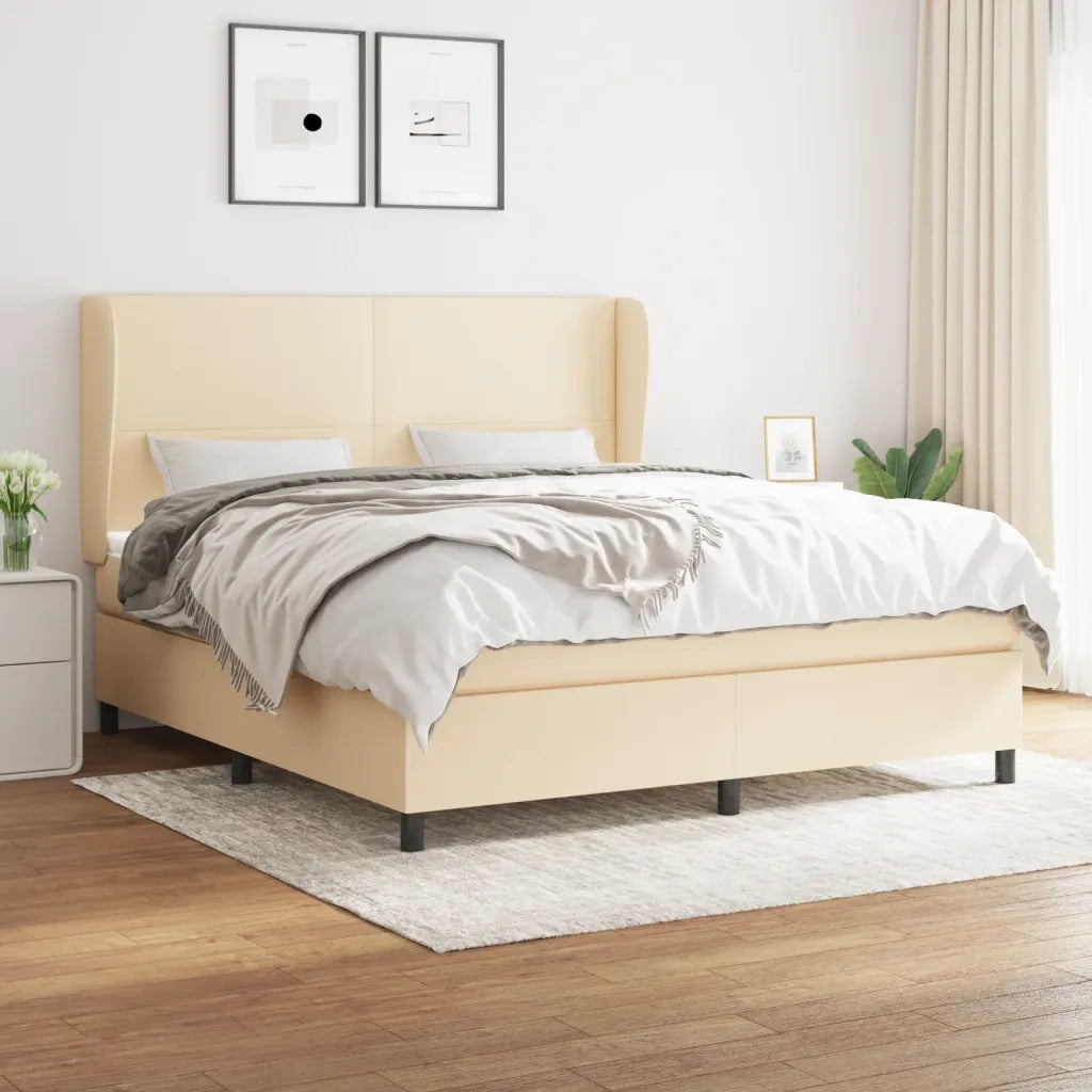 Giroletto a Molle con Materasso Crema 180x200 cm in Tessuto 3127826