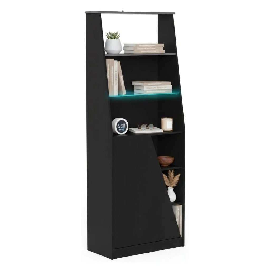 Libreria Avena, Scaffale da gaming, Mobile portalibri, Biblioteca, 72x34 h185 cm, Nero