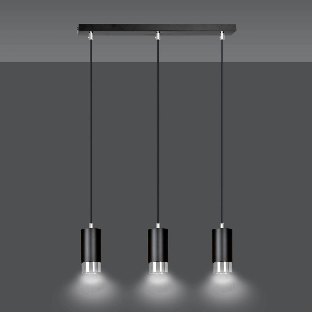 Lampadario Emibig Fumiko 3 luci GU10 nero/cromo dimmerabile
