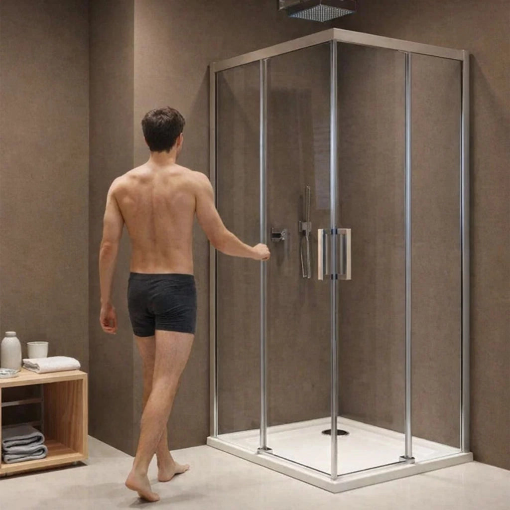 Lato cabina angolare doccia camelia con ante scorrevoli e fisse