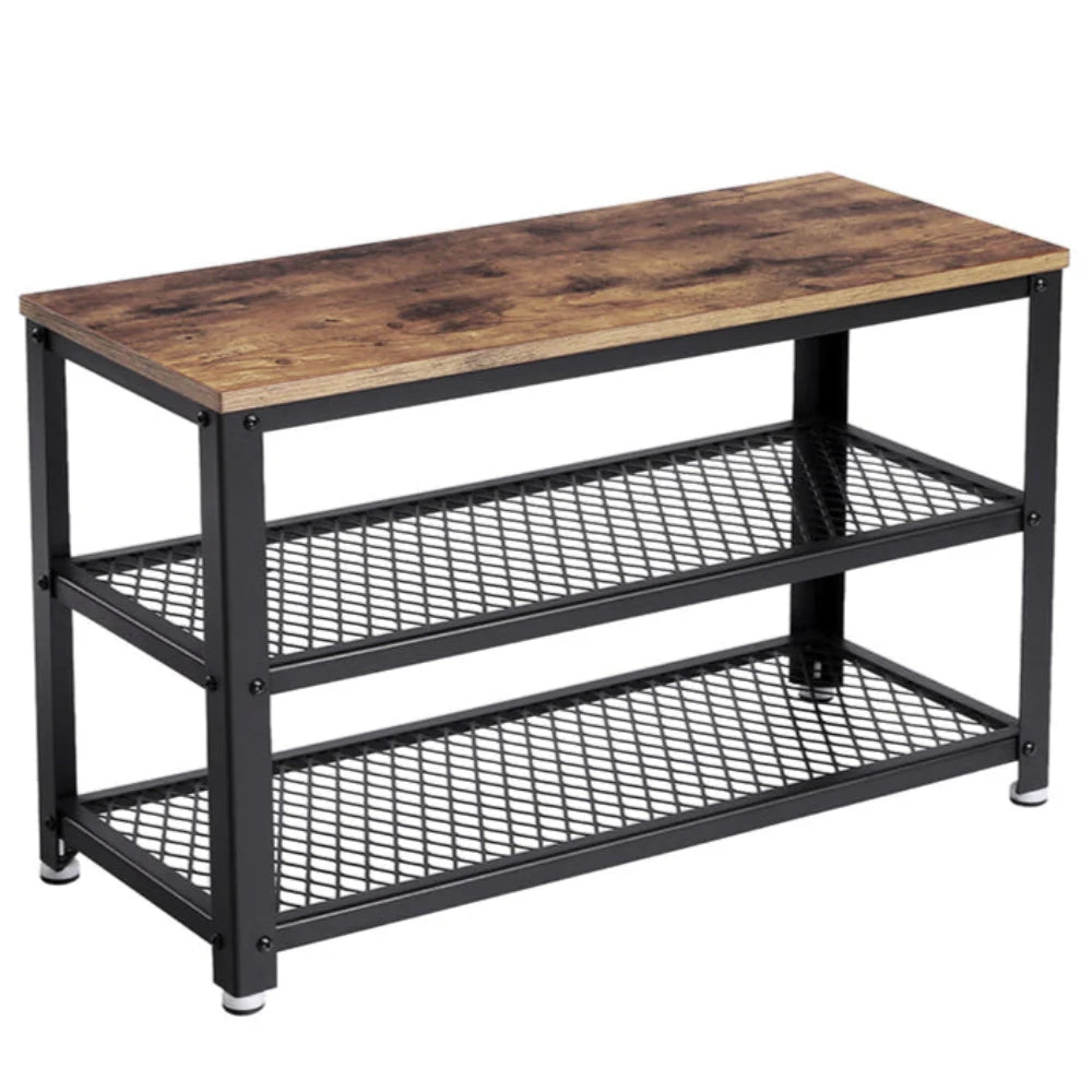 Panca portascarpe in stile industriale 73 x 30 x 45 cm marrone 12_0005845